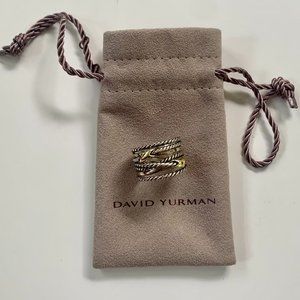David Yurman Double X Crossover Ring with 18K Yellow Gold